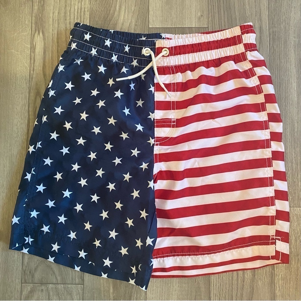 Old Navy American Flag Youth Boy’s Swim Trunks YL (10-12) Red, White & Blue